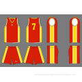 Customized Sportswear Red / Yellow Pro Mesh Sports Uniform Sublimated Basketball Uniforms